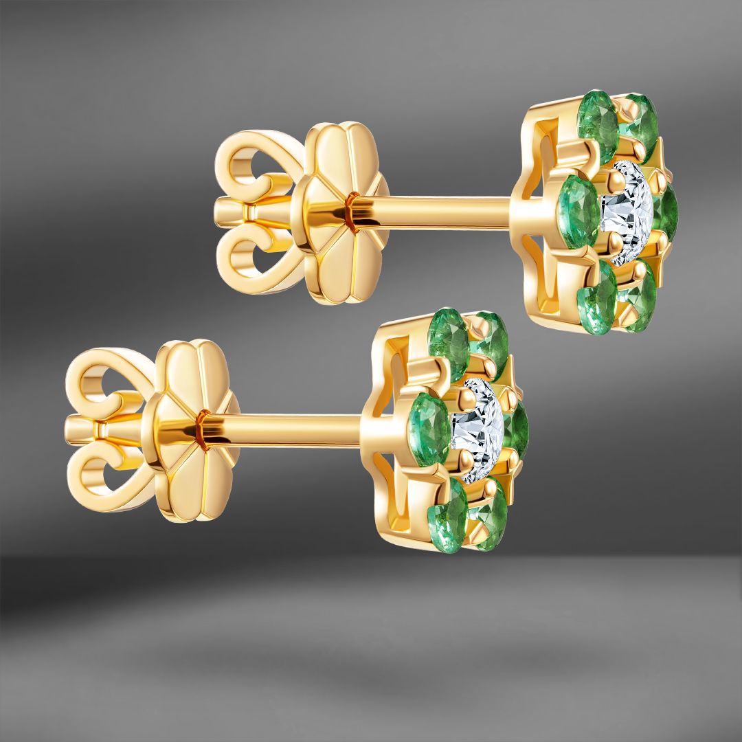 продажа Золотые серьги с изумрудами 0.60 Ct и бриллиантами в салоне «Emporium Gold»