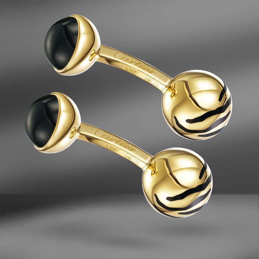 продажа Золотые запонки Cartier Tiger в салоне «Emporium Gold»