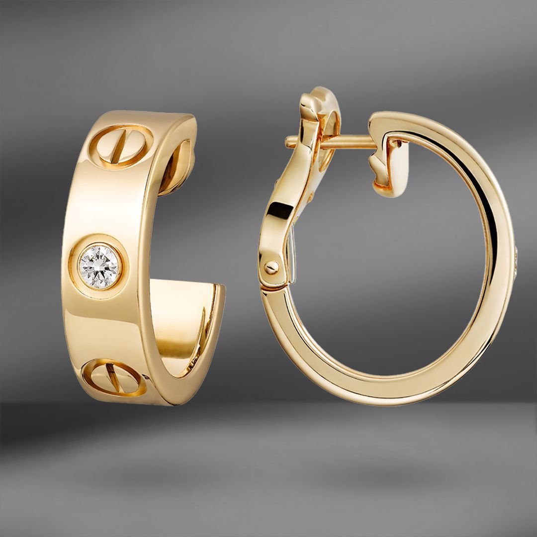 продажа Золотые серьги Cartier Love с бриллиантами в салоне «Emporium Gold»