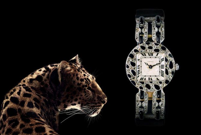 Наручные часы Cartier с рисунком пантеры
