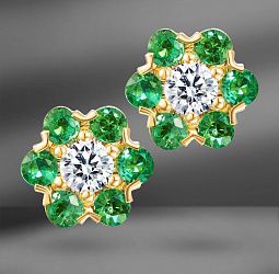 продажа Золотые серьги с изумрудами 0.60 Ct и бриллиантами в салоне «Emporium Gold»