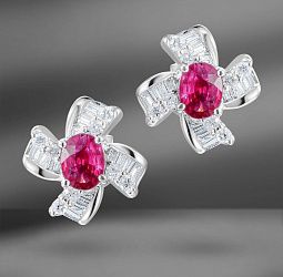 продажа Золотые серьги с рубинами 0.89 Ct и бриллиантами в салоне «Emporium Gold»