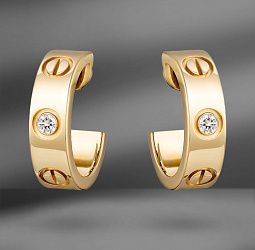 продажа Золотые серьги Cartier Love с бриллиантами в салоне «Emporium Gold»