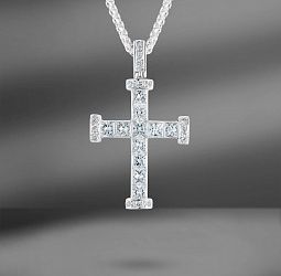 продажа Золотая подвеска крест с бриллиантами 1.89 Ct в салоне «Emporium Gold»