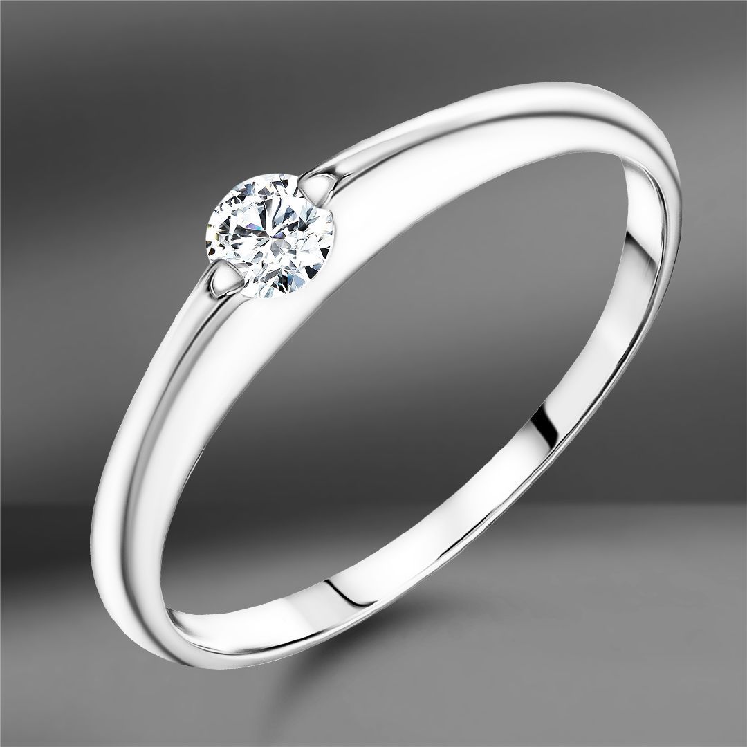 Золотое кольцо с бриллиантом 0.15 Ct