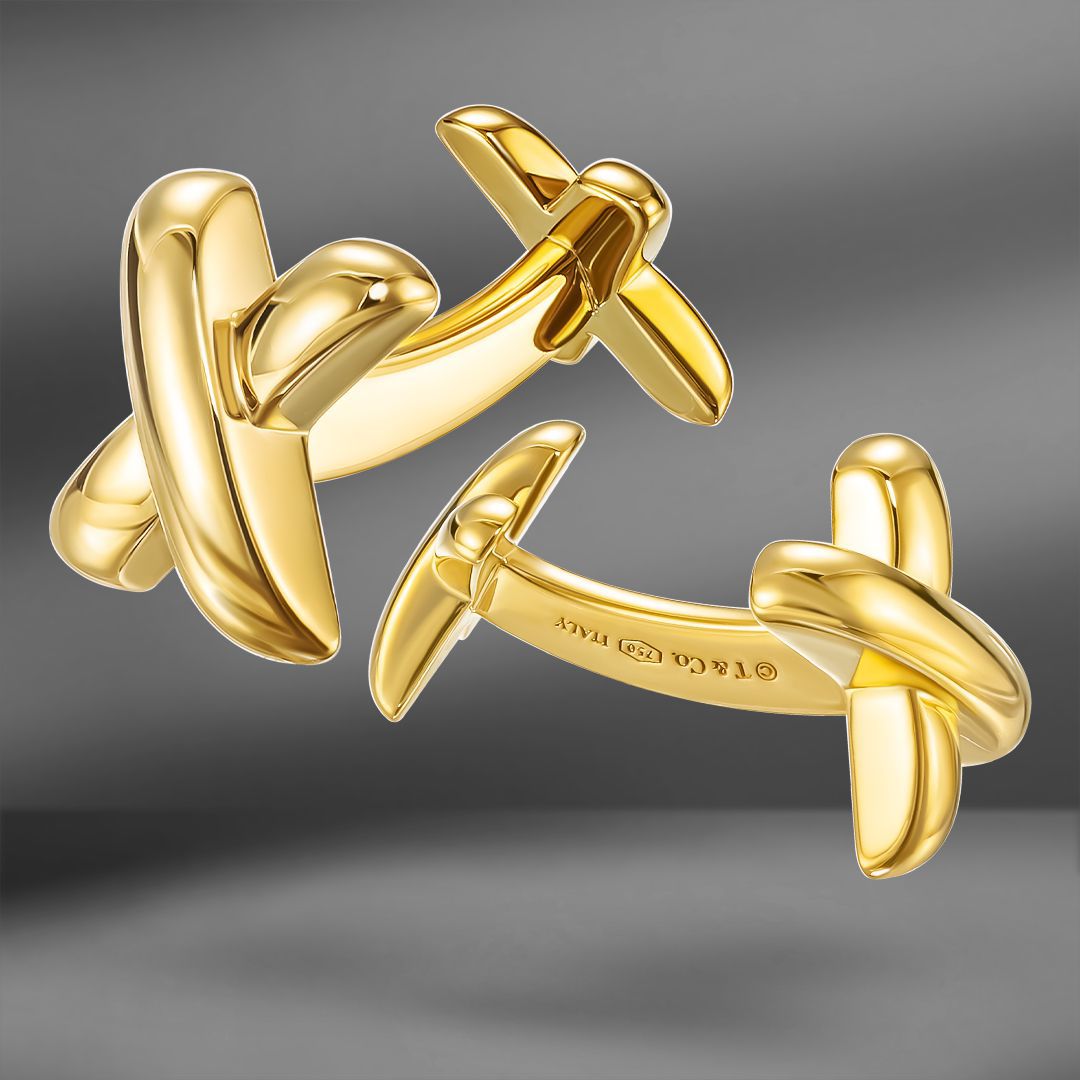 продажа Золотые запонки Tiffany & Co. "X" в салоне «Emporium Gold»