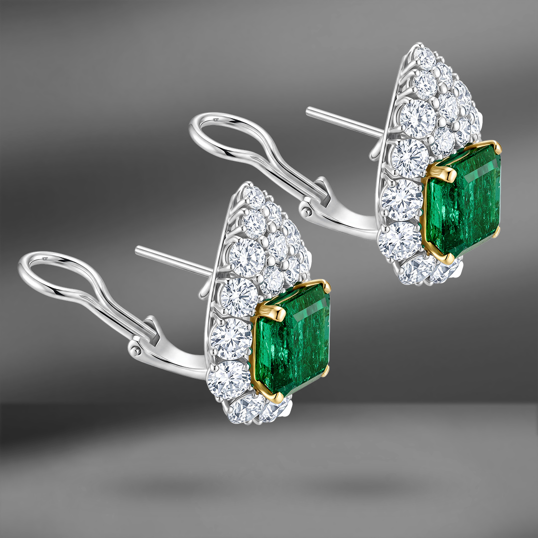 продажа Серьги из платины с изумрудами и бриллиантами в салоне «Emporium Gold»