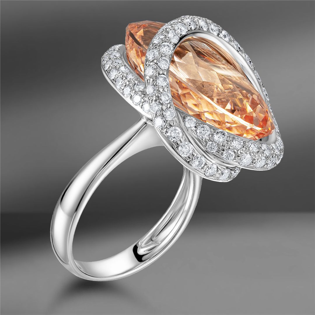 продажа Золотое кольцо с бриллиантами и морганитом в салоне «Emporium Gold»