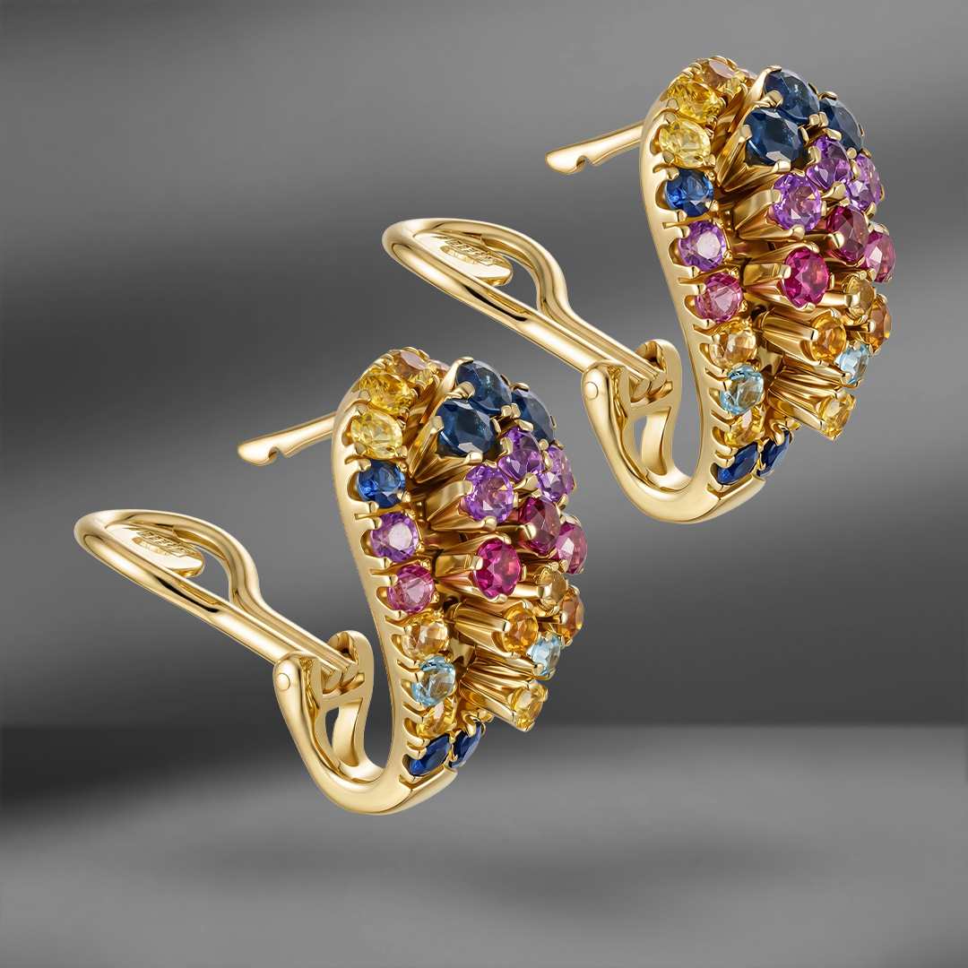 продажа Серьги из желтого золота Emporium Gold с цветными камнями в салоне «Emporium Gold»