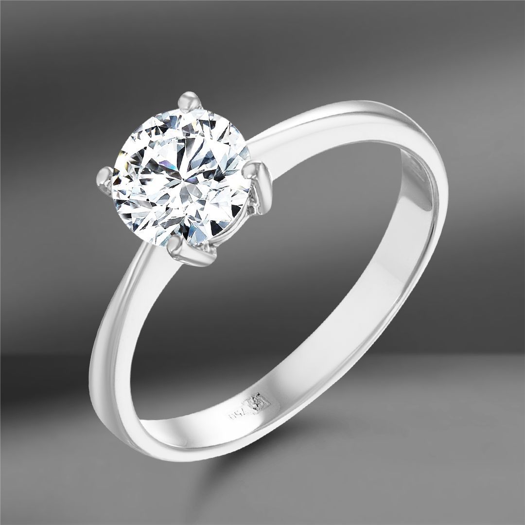 Золотое кольцо с бриллиантом 1.18 Ct