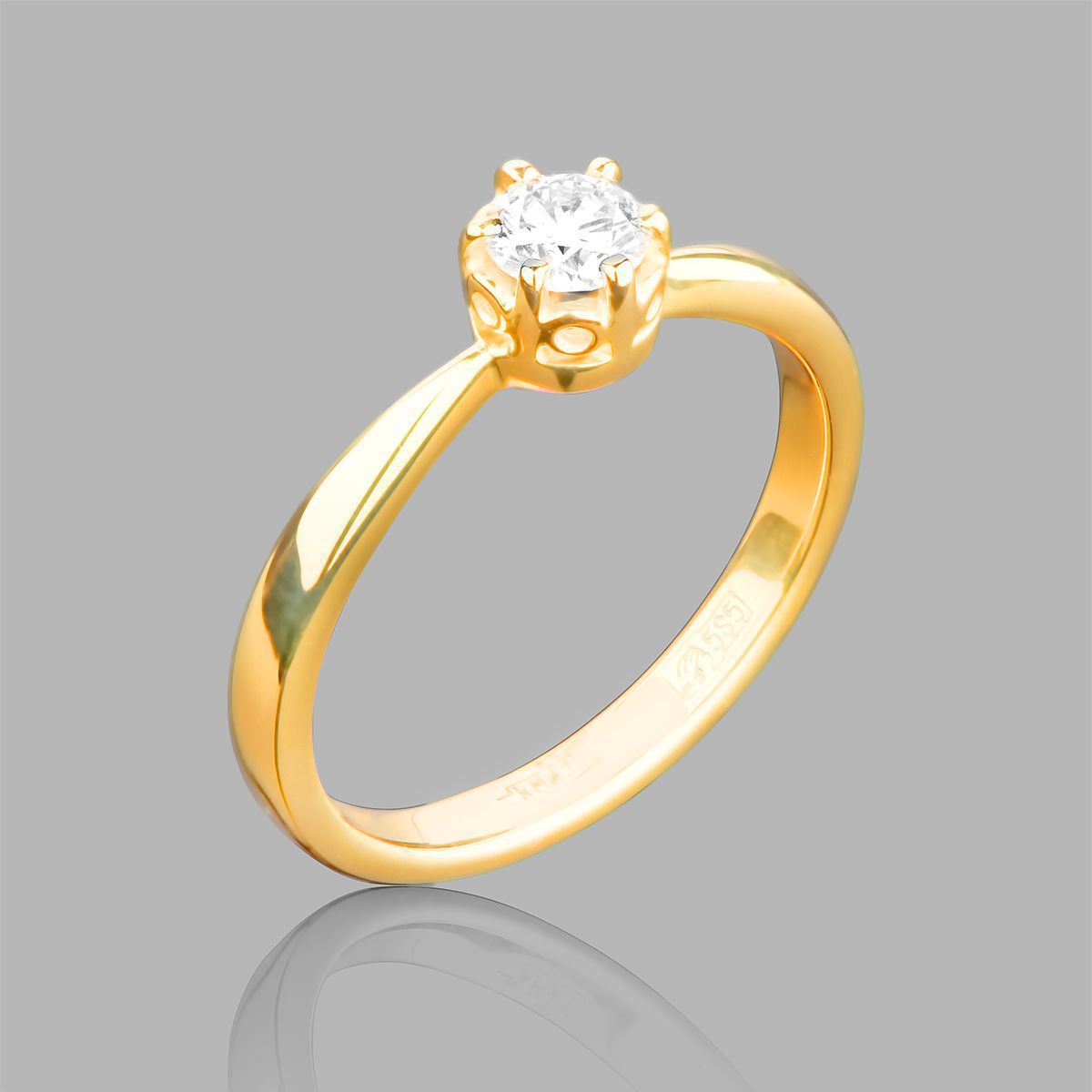 Золотое кольцо с бриллиантом 0.27Ct