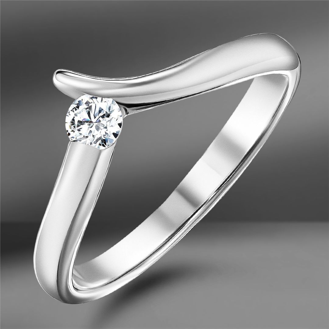 Золотое кольцо с бриллиантом 0.12 Ct