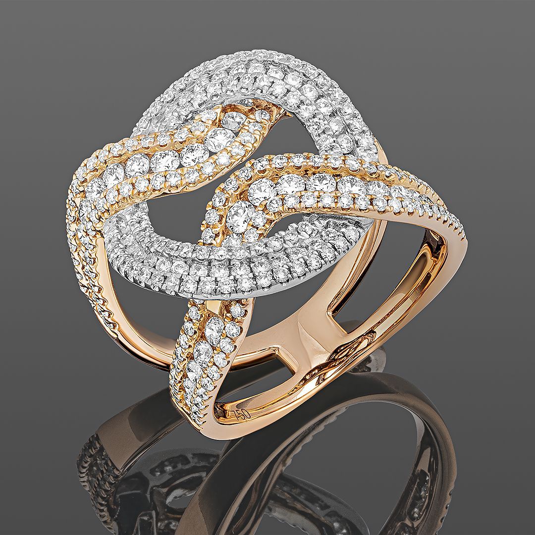 Кольцо из комбинированного золота с бриллиантами 1.5Ct