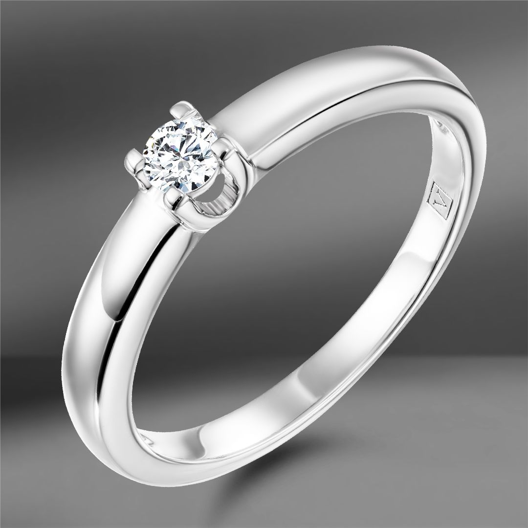 Золотое кольцо с бриллиантом 0.11 Ct