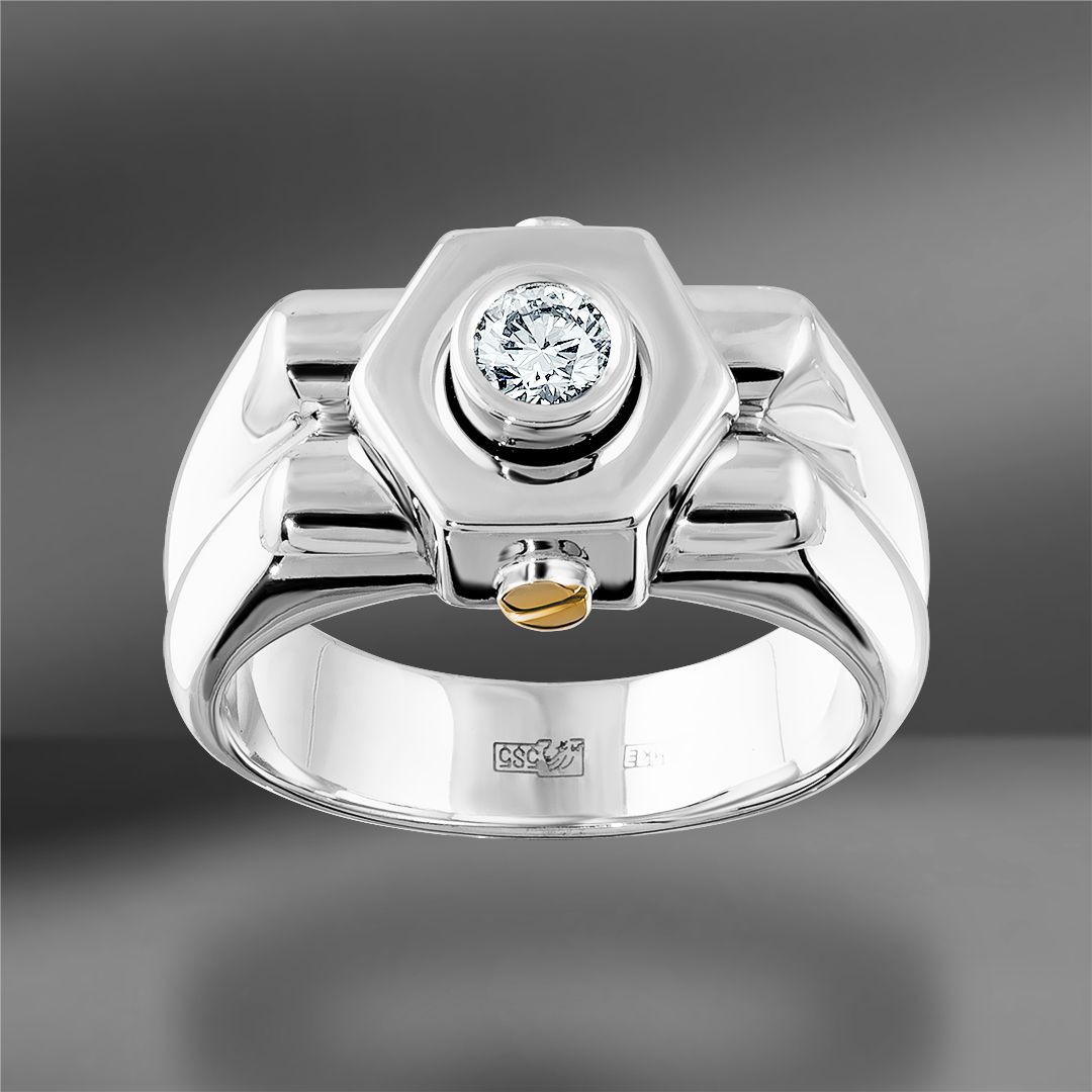 продажа Золотое мужское кольцо с бриллиантом 0.30Ct в салоне «Emporium Gold»