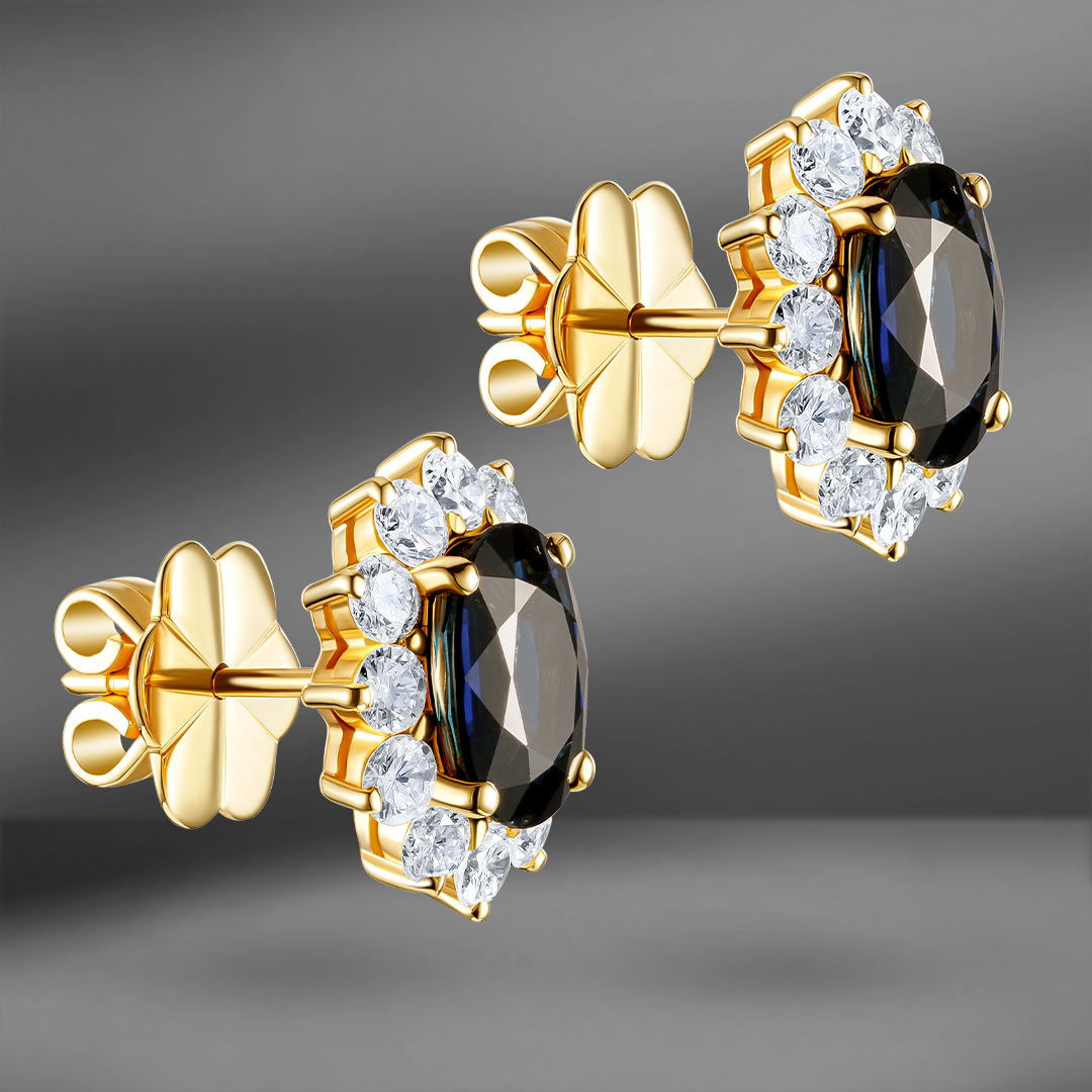 продажа Золотые серьги с сапфирами и бриллиантами в салоне «Emporium Gold»