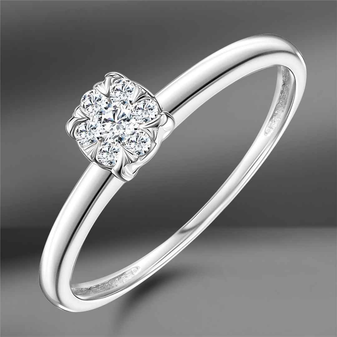 Золотое кольцо с бриллиантами 0.11 Ct Size 16