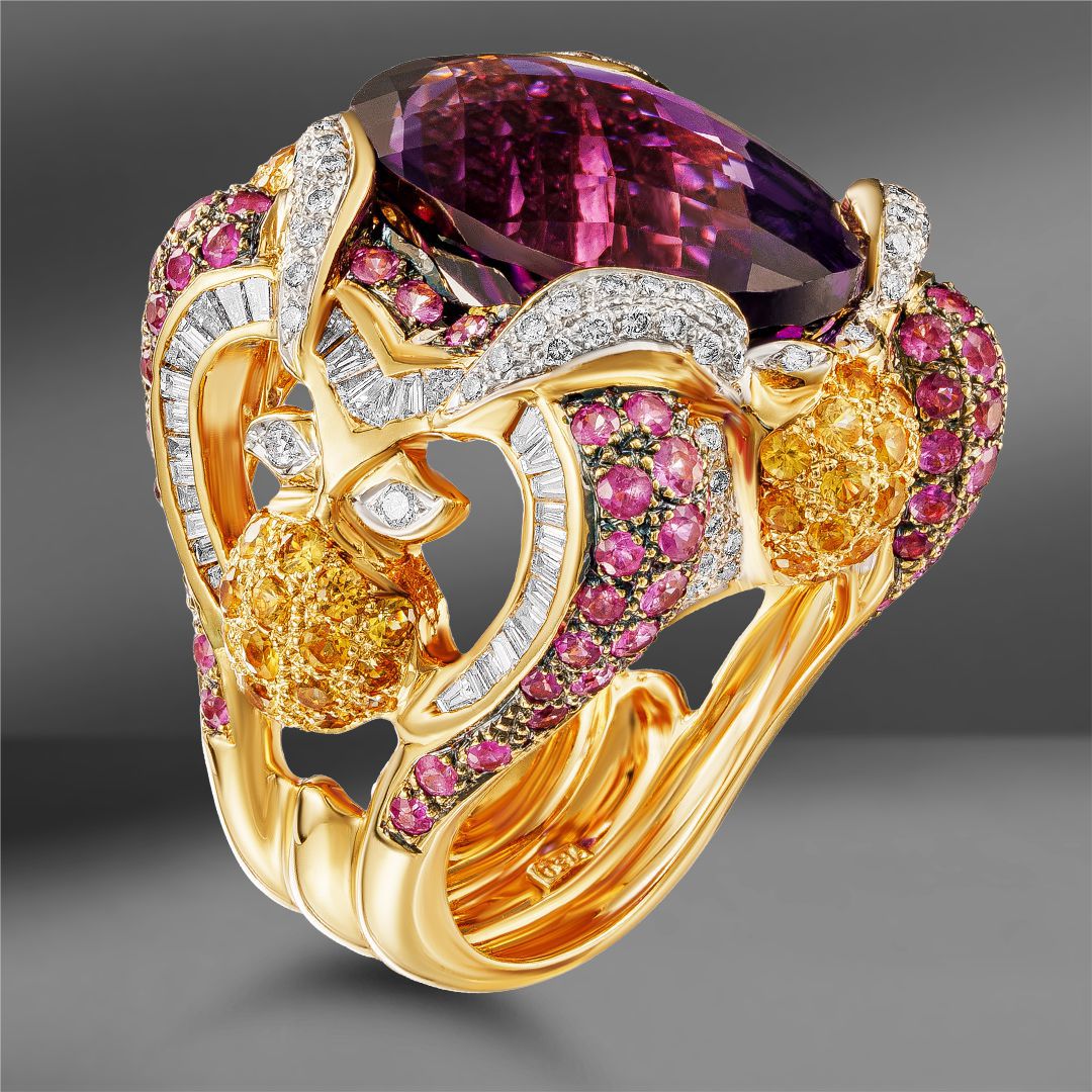 продажа Золотое кольцо с цветными камнями и бриллиантами 1.13 Ct в салоне «Emporium Gold»