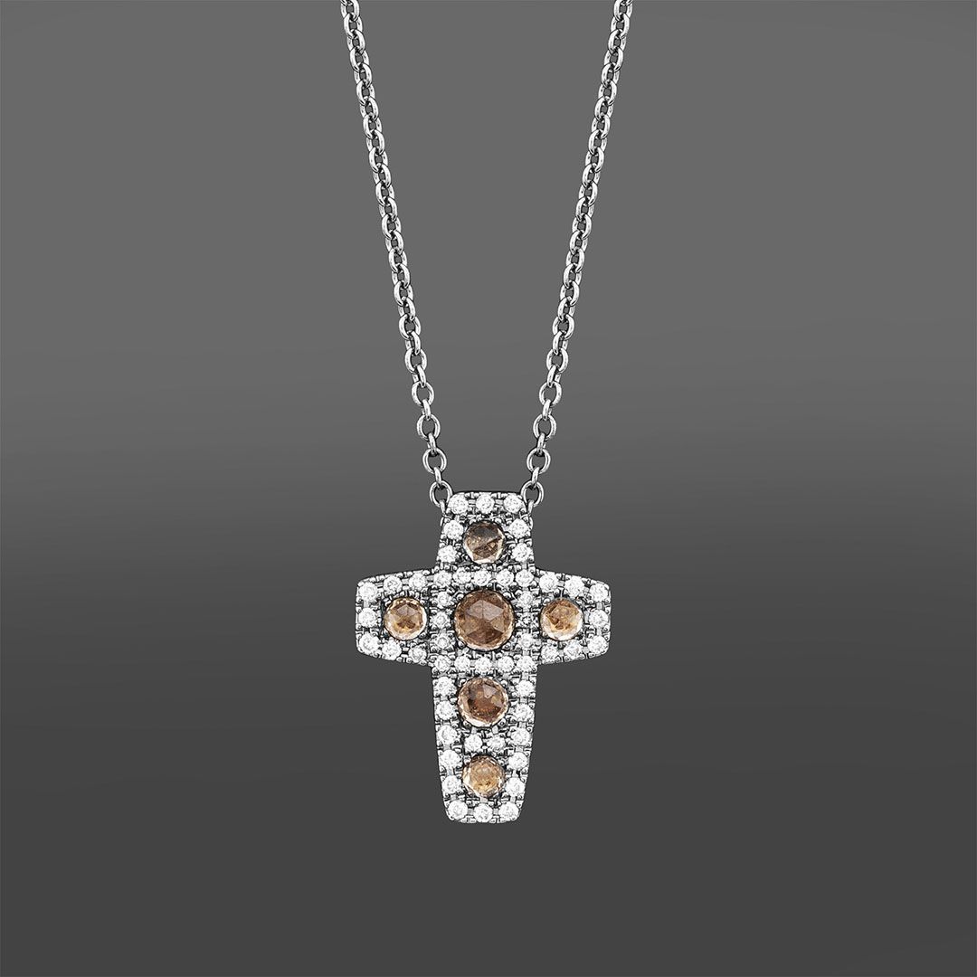 Золотая подвеска крест с бриллиантами Grissoni