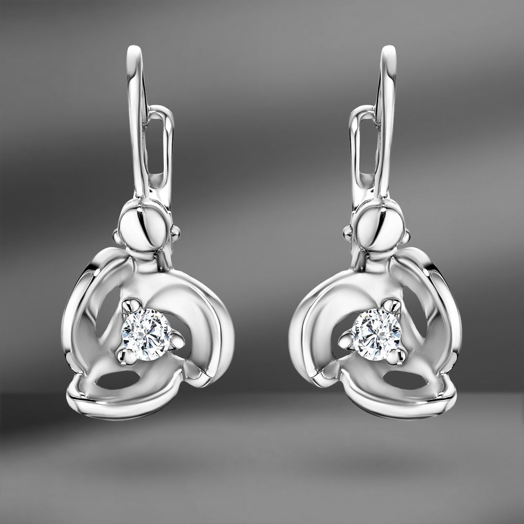 Золотые серьги с бриллиантами 0.16 Ct