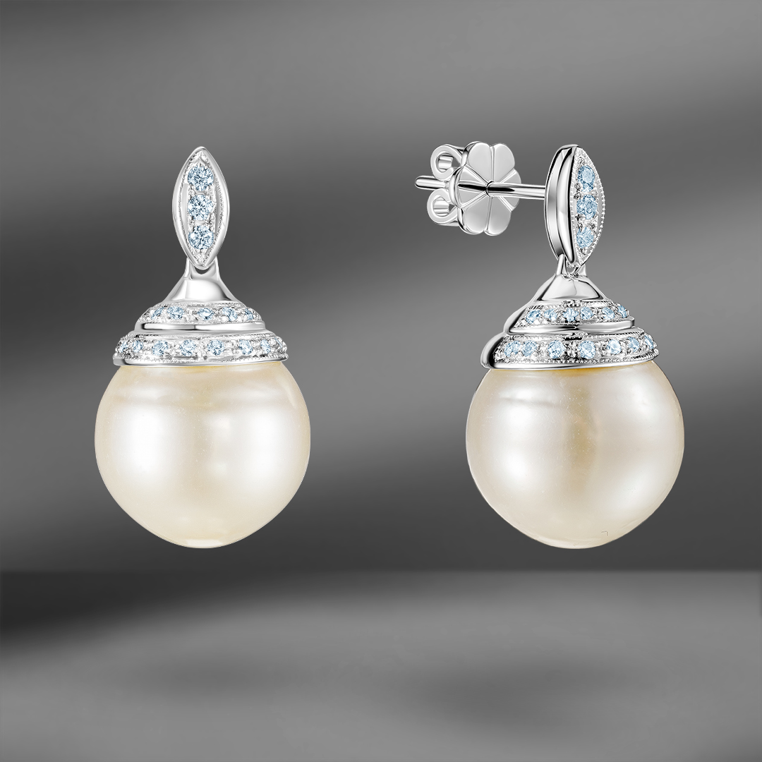 продажа Золотые серьги Emporium Gold с жемчугом и бриллиантами  в салоне «Emporium Gold»