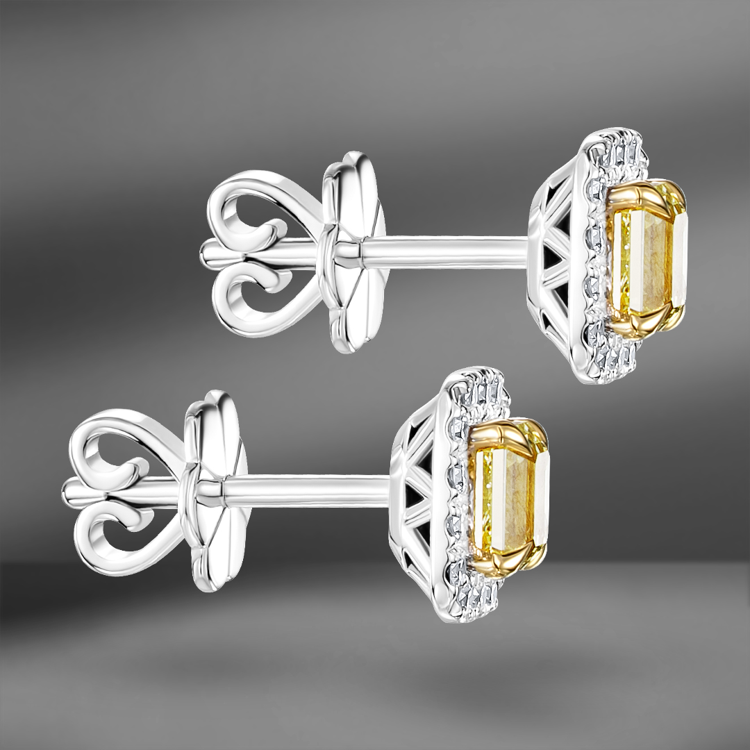 продажа Золотые пусеты Fancy с бриллиантами 1.31 Ct в салоне «Emporium Gold»