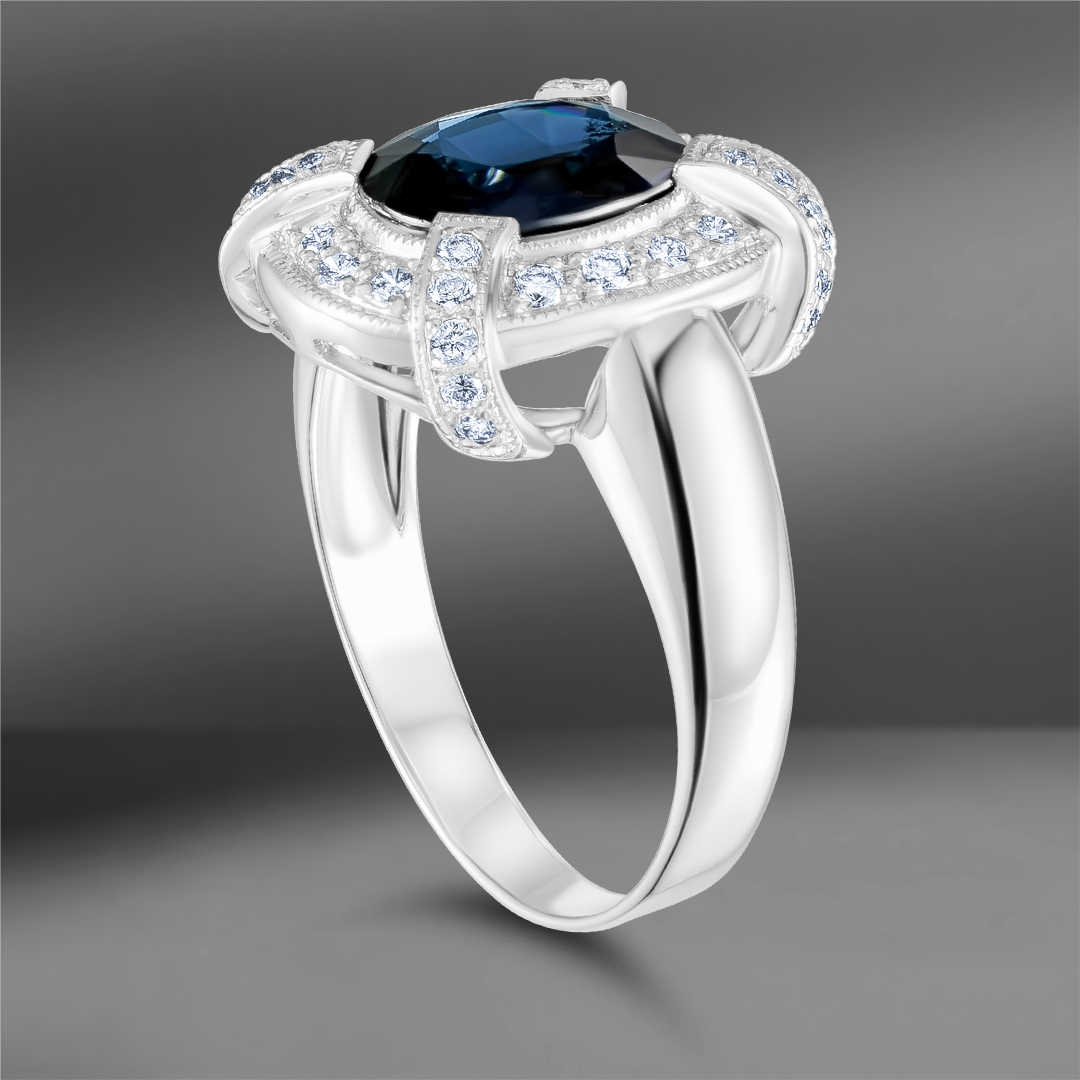 продажа Золотое кольцо с сапфиром 2.23 Ct и бриллиантами в салоне «Emporium Gold»