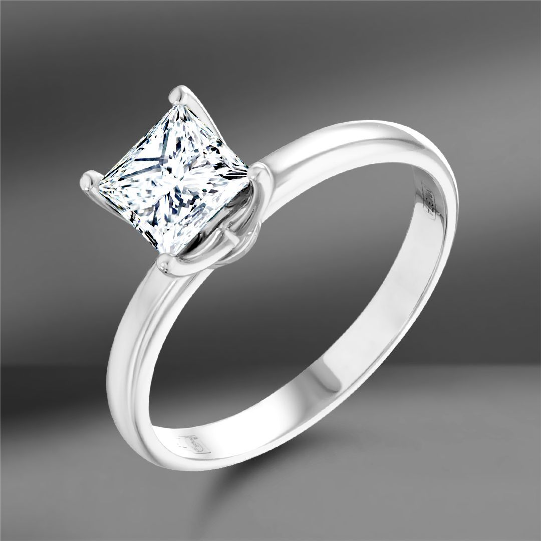 Золотое кольцо Princess с бриллиантом 1.02Ct