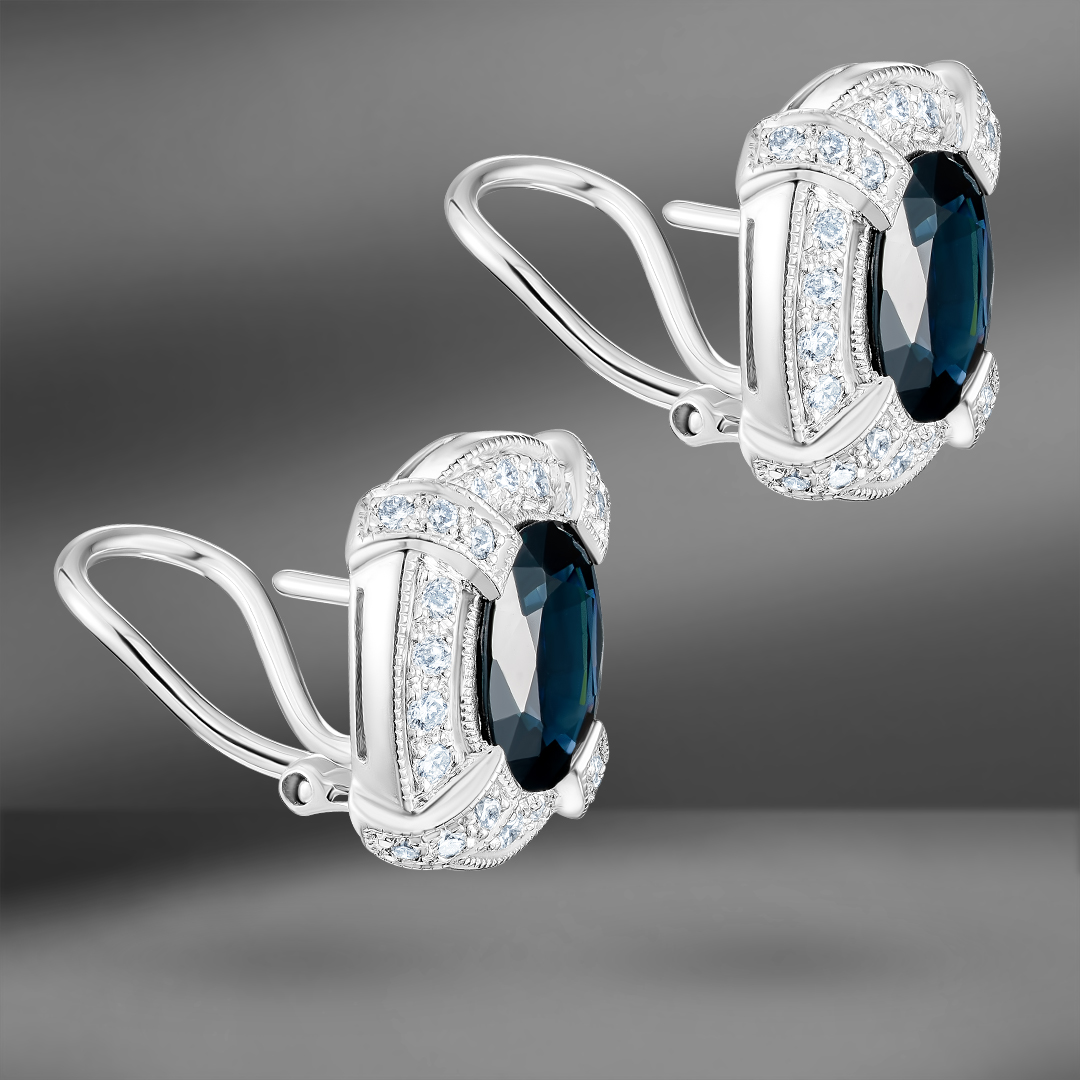 продажа Золотые серьги с сапфирами 3.28 Ct и бриллиантами в салоне «Emporium Gold»