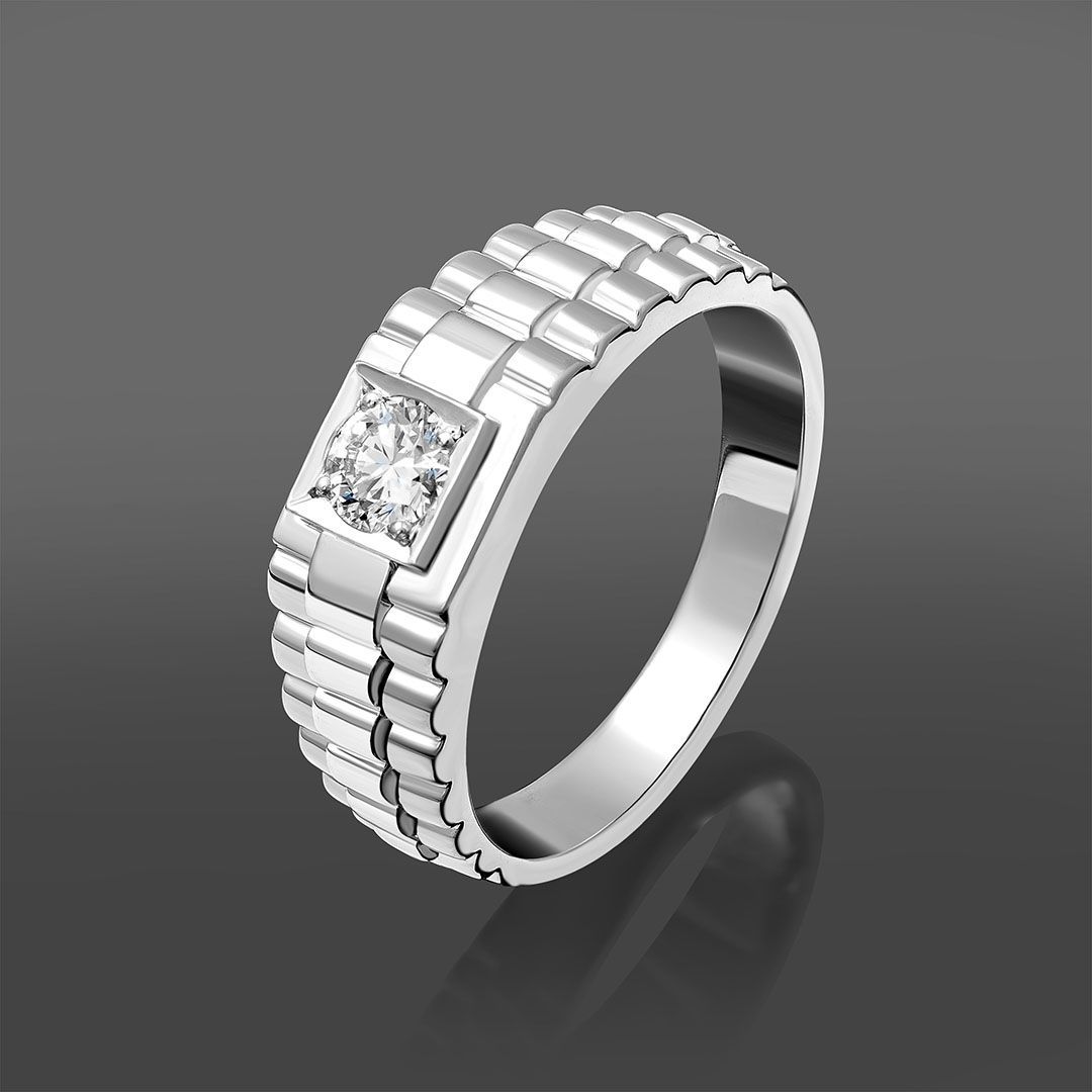 Мужское золотое кольцо с бриллиантом 0.42Ct