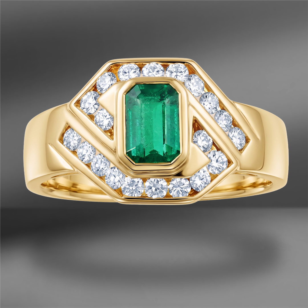 продажа Кольцо Made in Italy с бриллиантами и изумрудом в салоне «Emporium Gold»