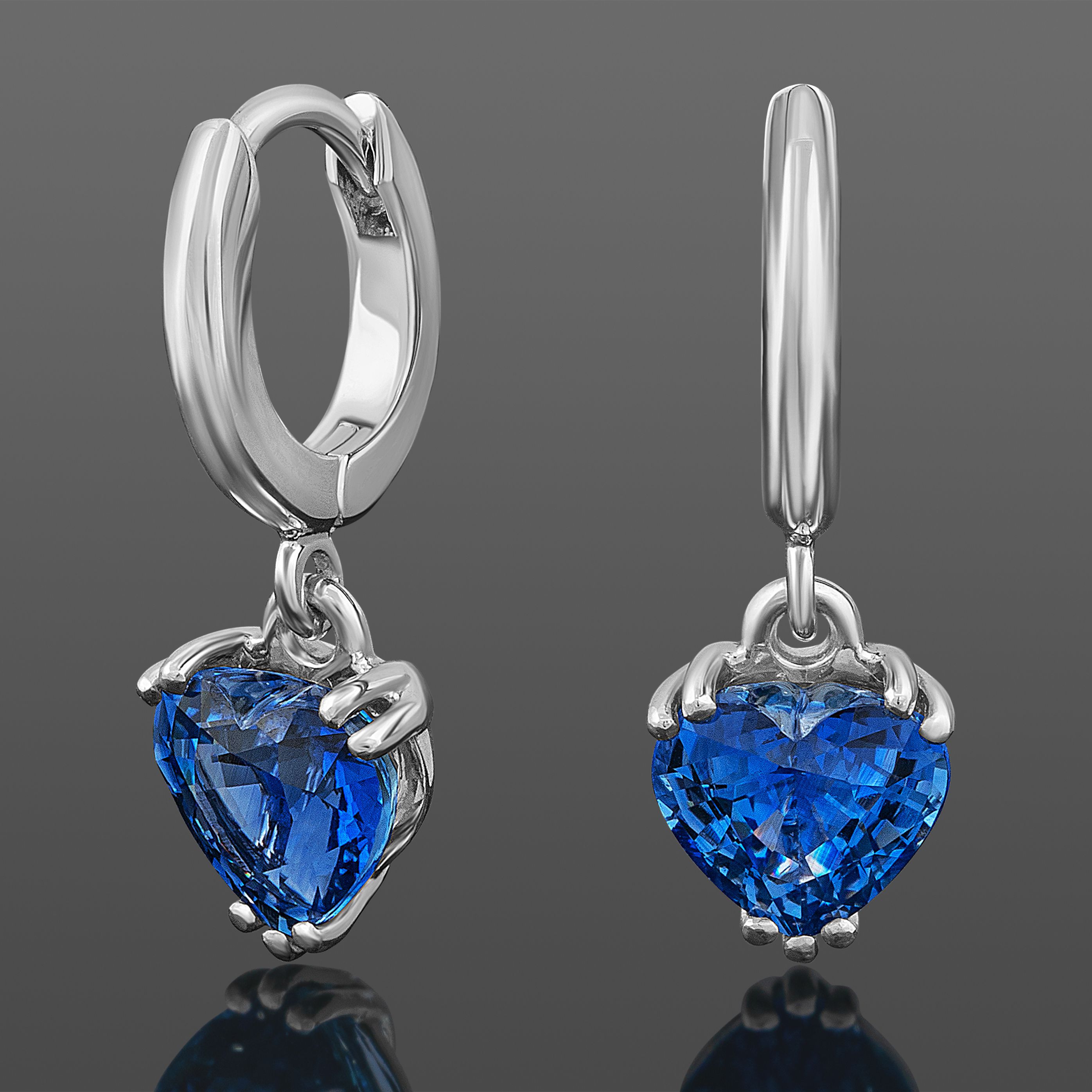 Золотые серьги с сапфирами 4.22 Ct