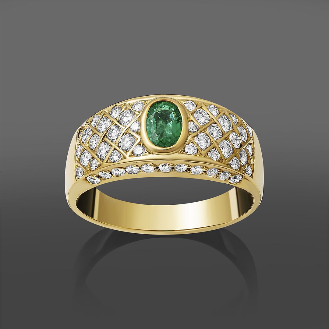 продажа Золотое кольцо с изумрудом и бриллиантами 1.34 Ct в салоне «Emporium Gold»