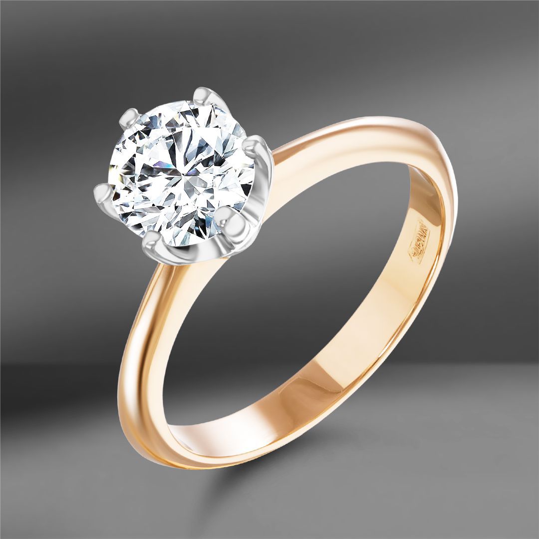 Золотое кольцо с бриллиантом 1.05Ct