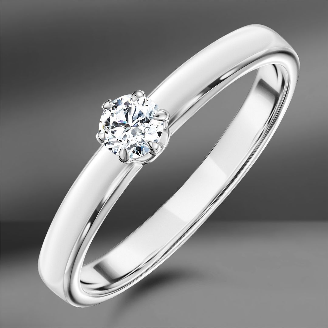 Золотое кольцо с бриллиантом 0.17 Ct