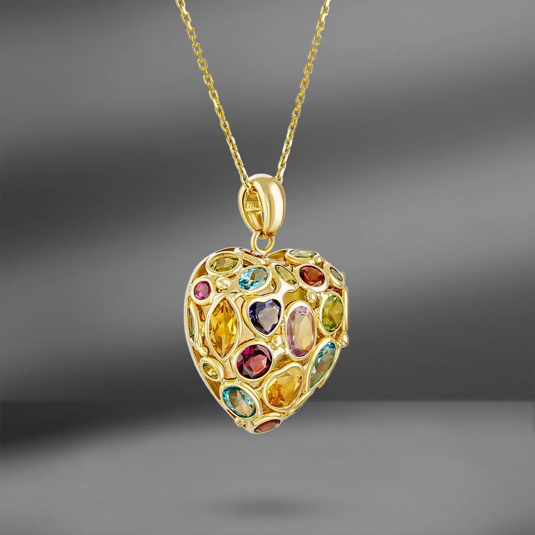 продажа Золотая подвеска Heart с цветными камнями в салоне «Emporium Gold»
