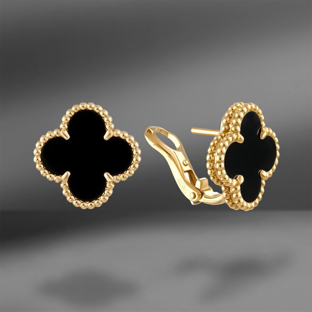 продажа Золотые серьги с ониксом Van Cleef & Arpels Vintage Alhambra в салоне «Emporium Gold»