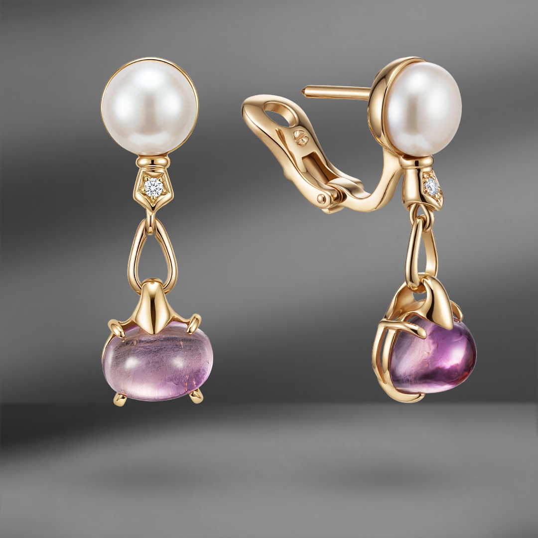 продажа Золотые серьги Bvlgari Allegra с аметистом в салоне «Emporium Gold»