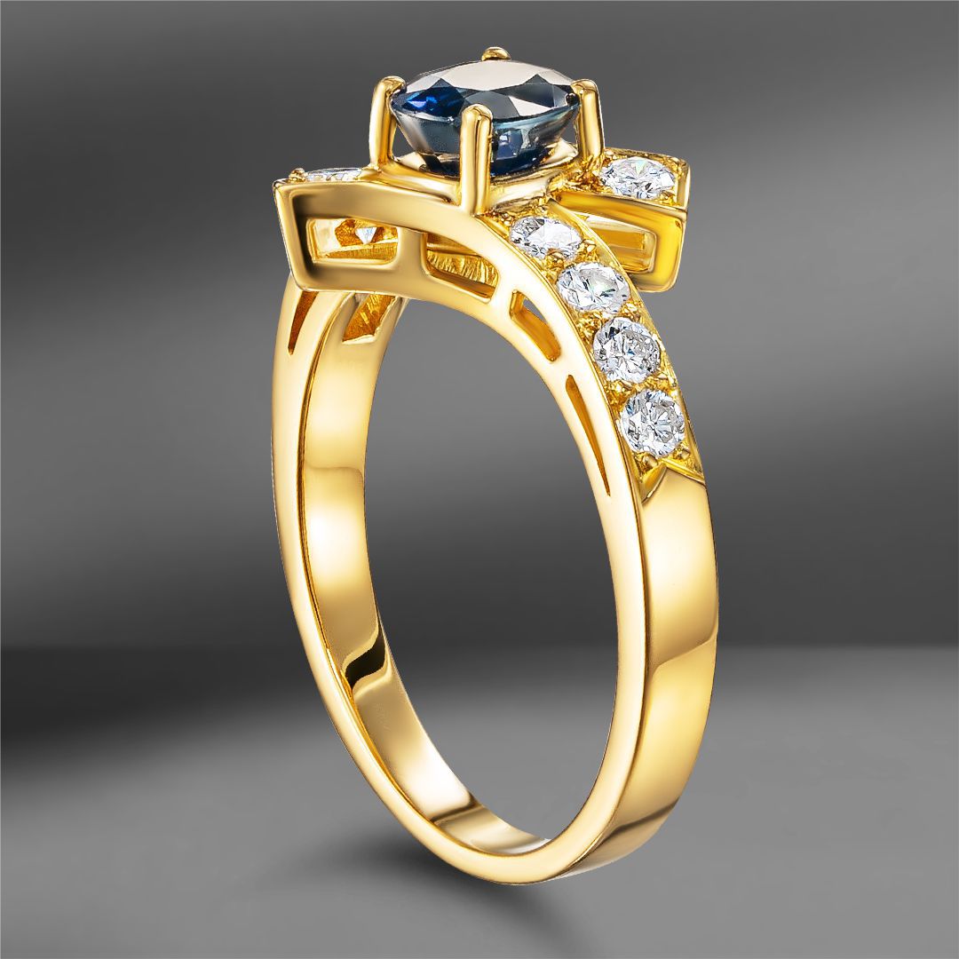 продажа Золотое кольцо с сапфиром 1.12 Ct и бриллиантами в салоне «Emporium Gold»