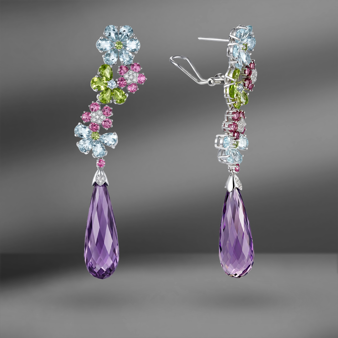 продажа Золотые серьги с цветными камнями Gemtique в салоне «Emporium Gold»