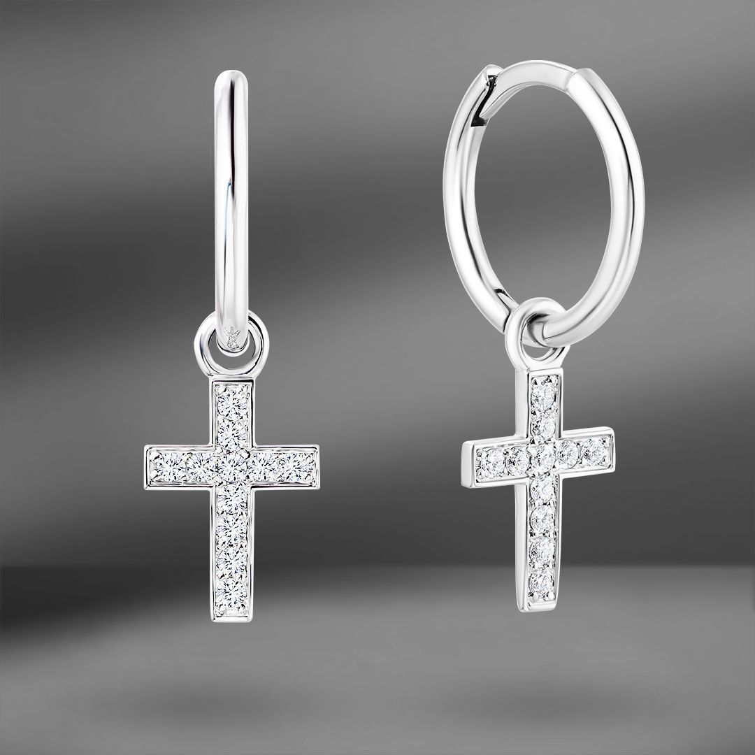 продажа Серьги из белого золота Cross с бриллиантами в салоне «Emporium Gold»