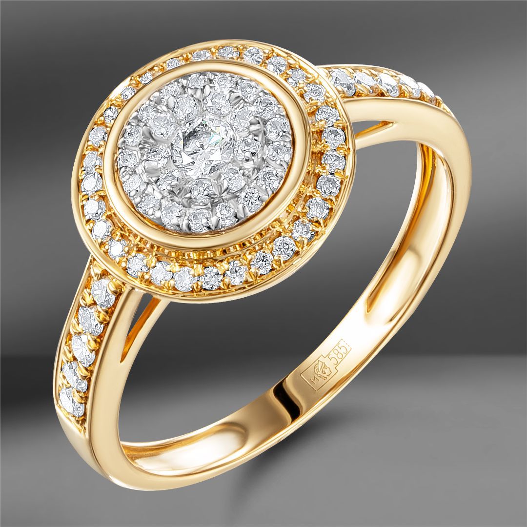 Золотое кольцо с бриллиантами 0.46 Ct
