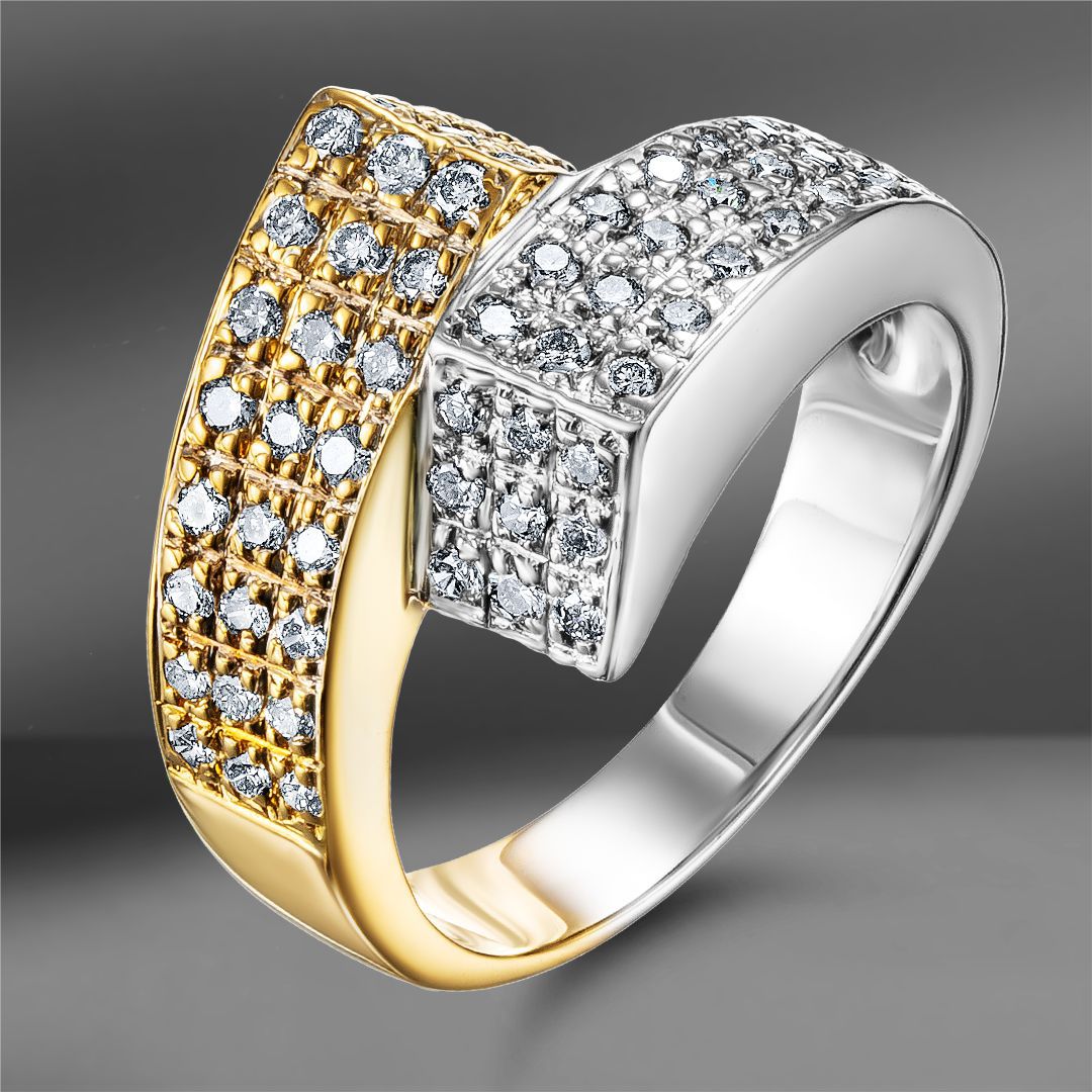 Золотое кольцо с бриллиантами 0.88 Ct