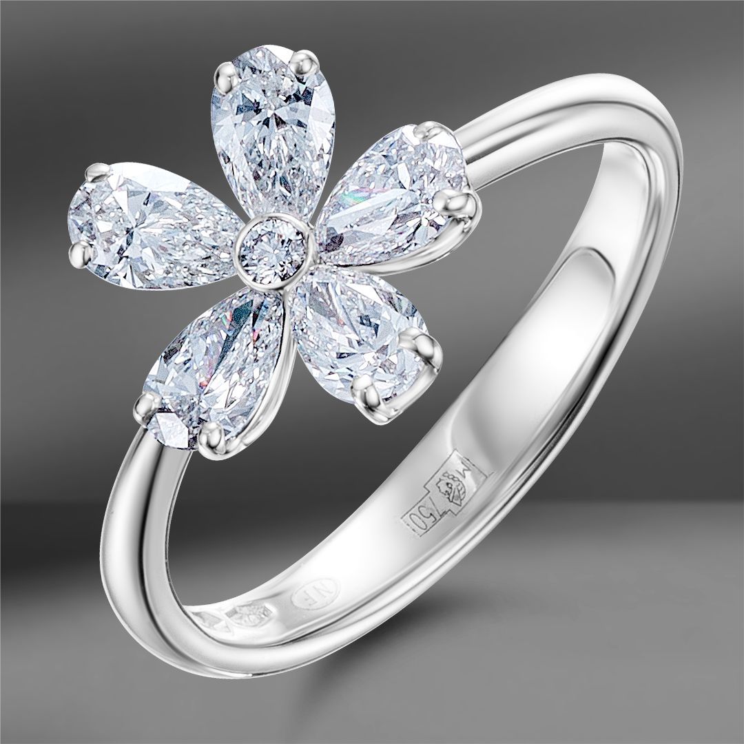 Золотое кольцо с бриллиантами Mercury Flower