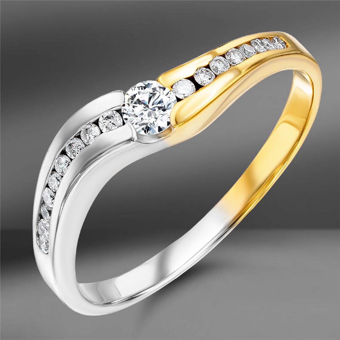 Золотое кольцо с бриллиантами 0.33Ct Size 60