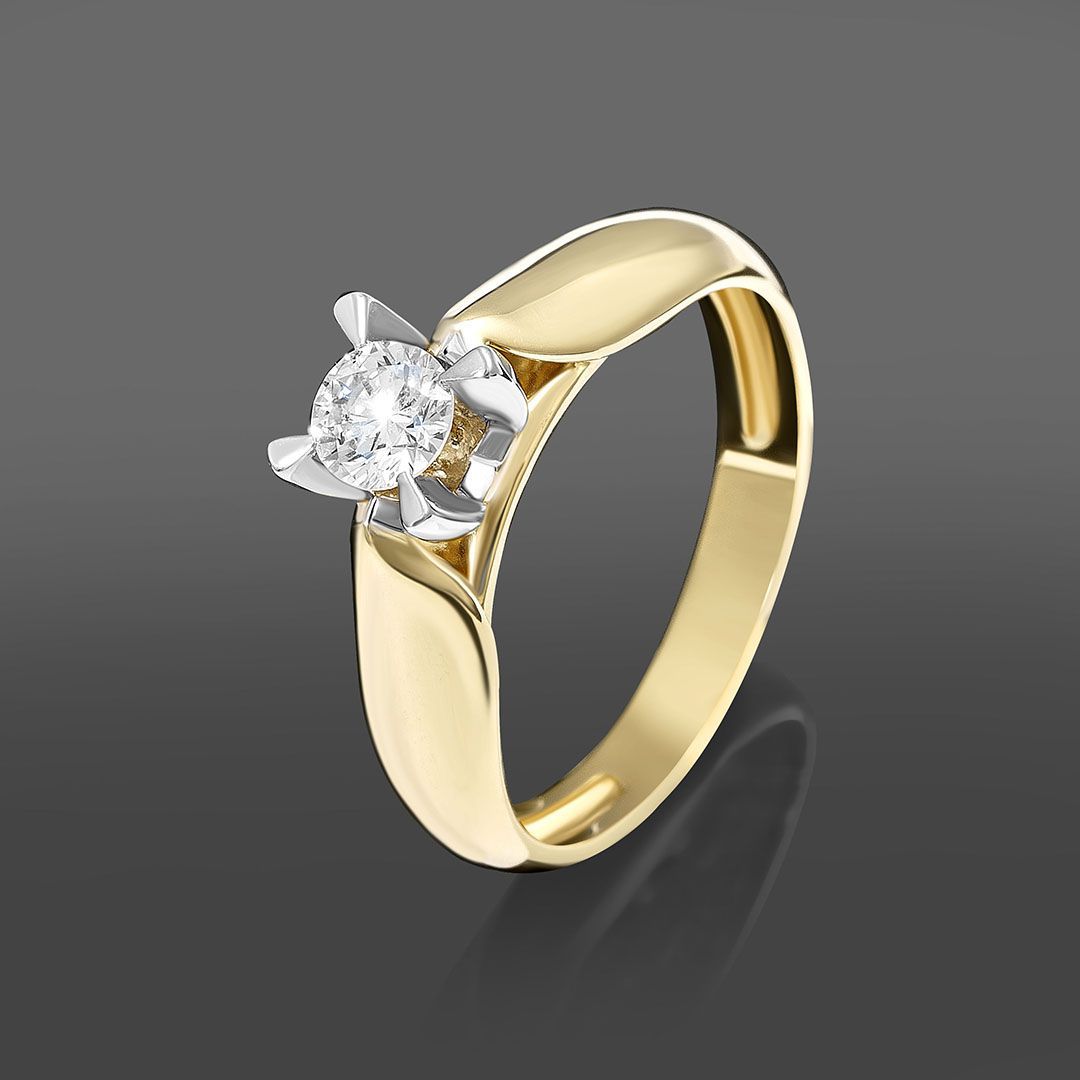 Золотое кольцо с бриллиантом 0.33Ct