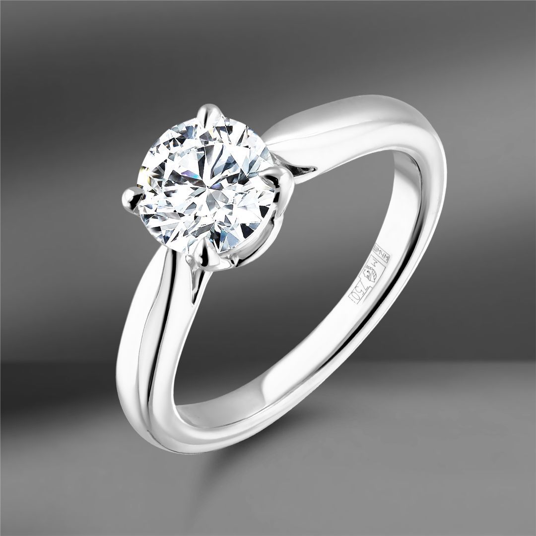 Золотое кольцо с бриллиантом 0.92Ct