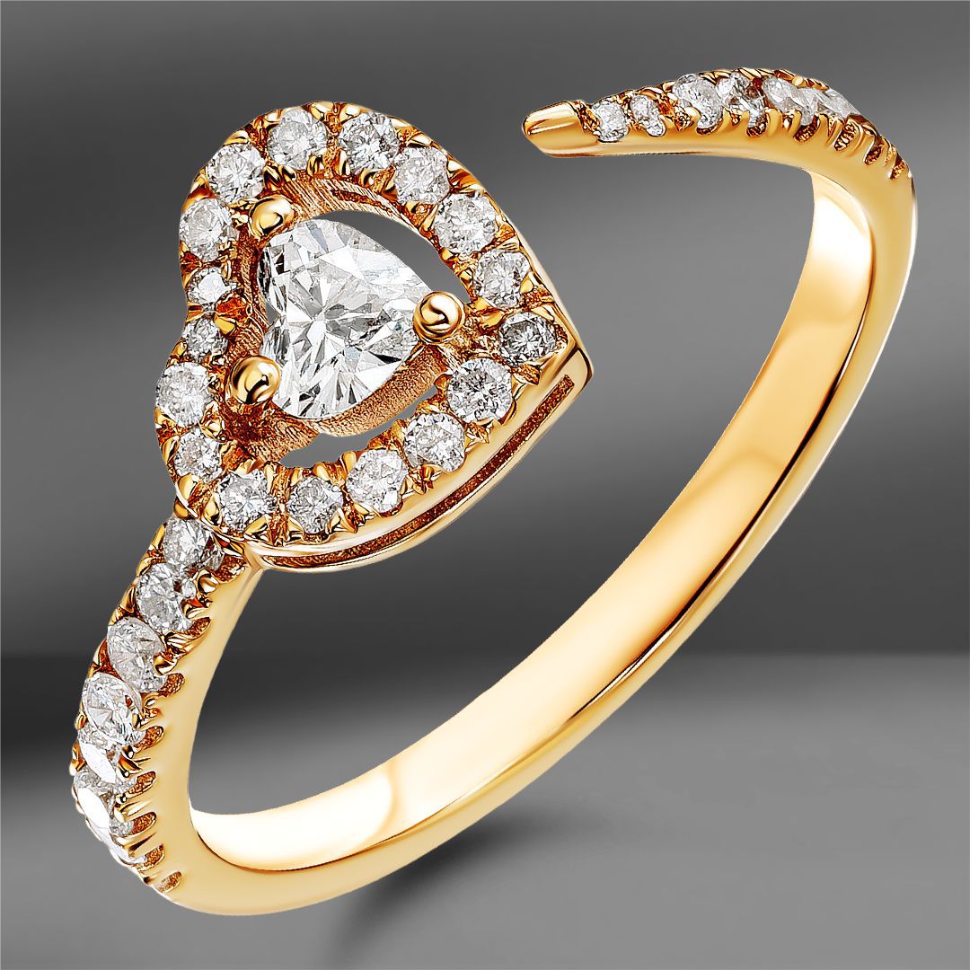 Золотое кольцо с бриллиантами 0.51 Ct