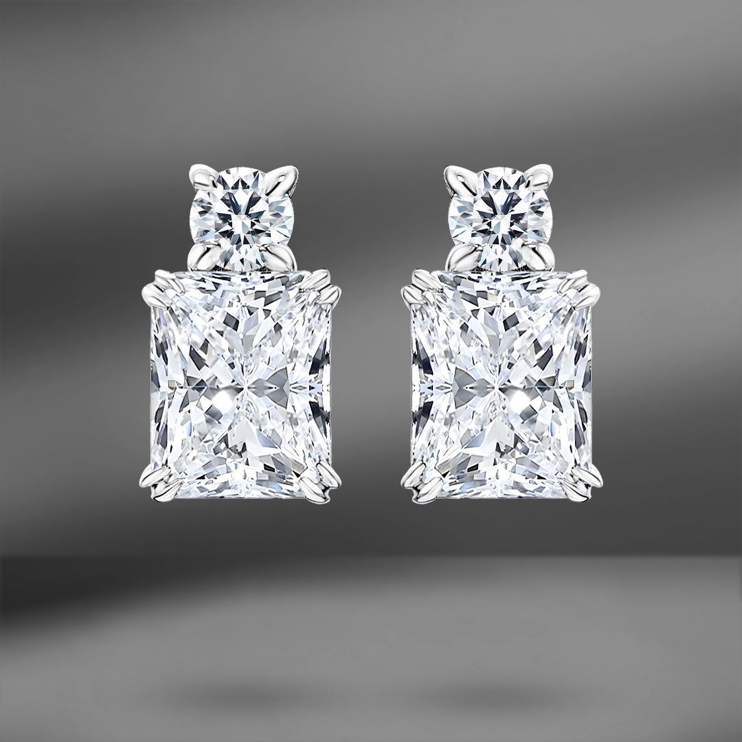 Золотые пусеты с бриллиантами 1.95 Ct GIA