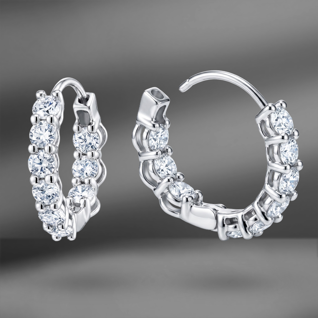 продажа Золотые серьги hoop с бриллиантами 1.44 Ct в салоне «Emporium Gold»